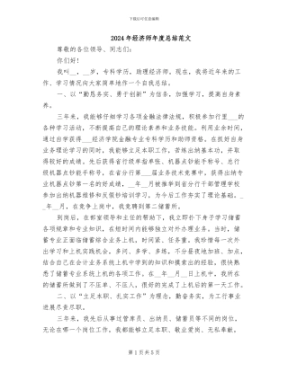 2024年经济师年度总结范文