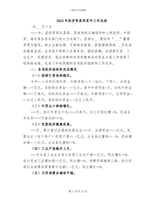 2024年经济贸易局某年工作总结