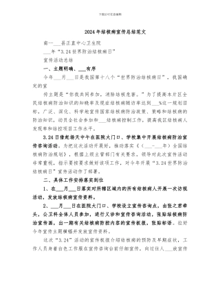 2024年结核病宣传总结范文