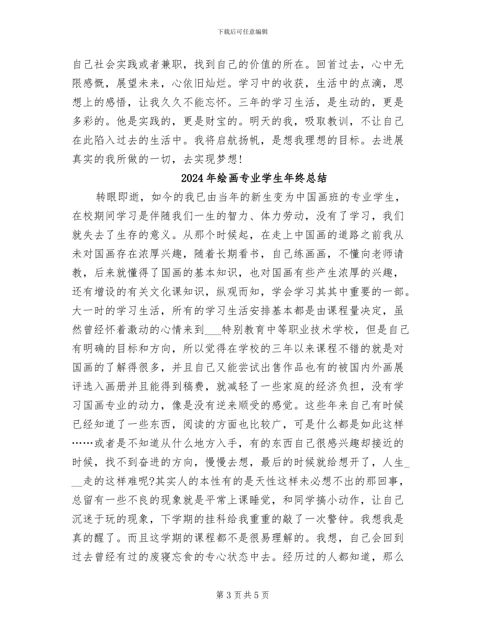 2024年绘画专业学生年度自我总结_第3页