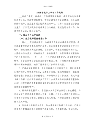 2024年统计上半年工作总结