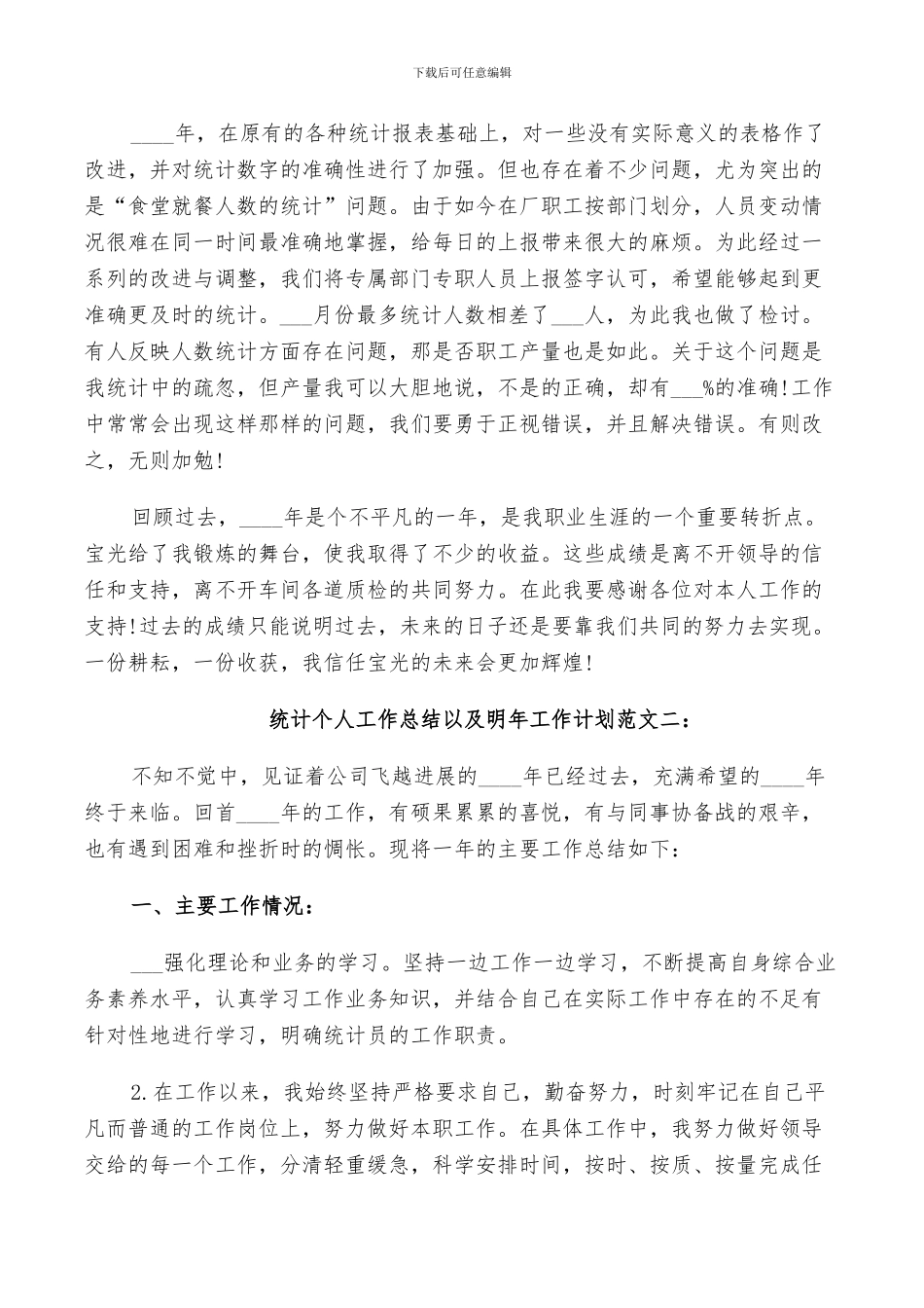 2024年统计个人工作总结以及明年工作计划范文_第2页