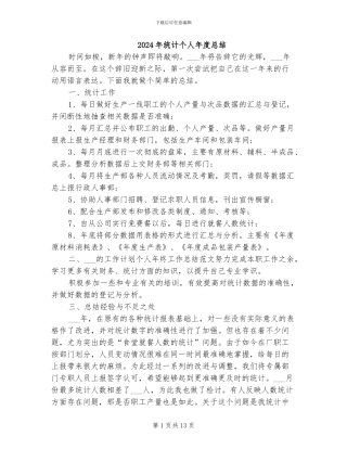 2024年统计个人年度总结