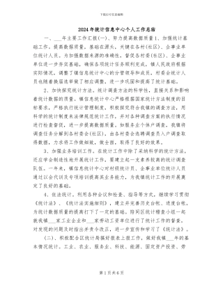 2024年统计信息中心个人工作总结