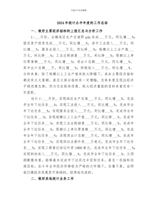 2024年统计办半年度的工作总结