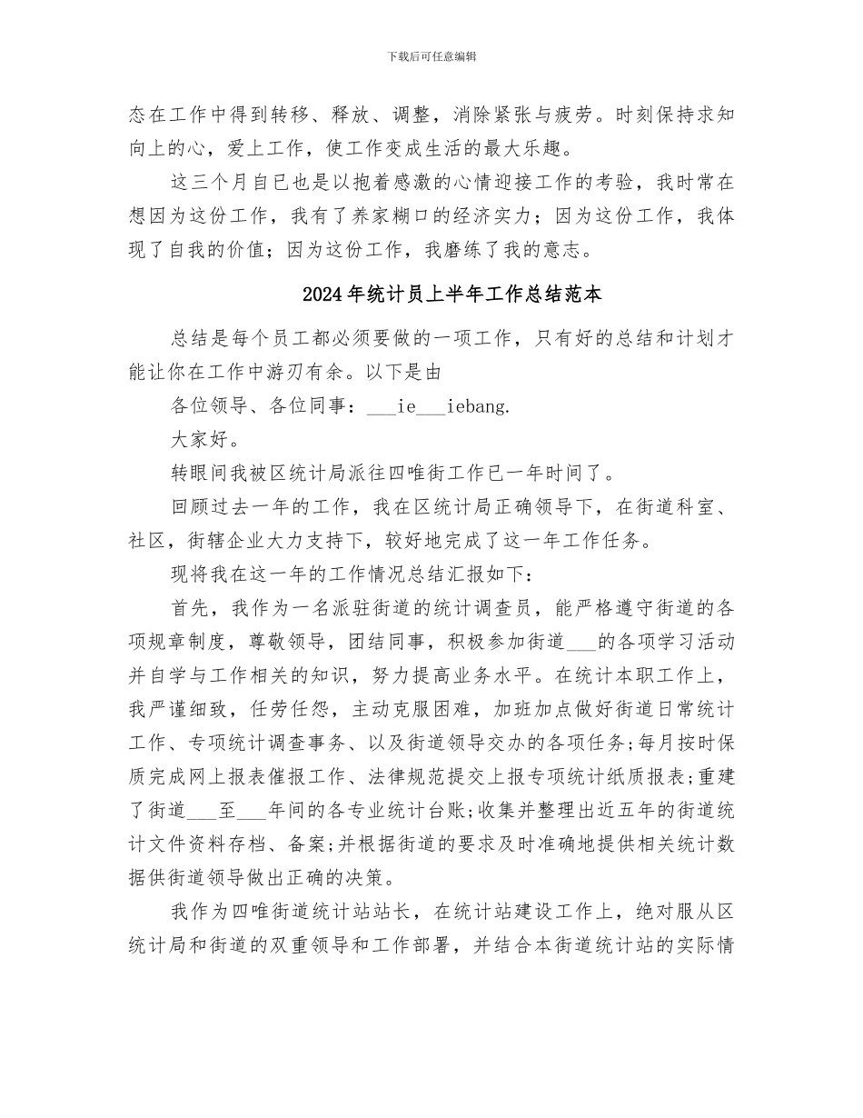 2024年统计员上半年工作总结范文_第3页