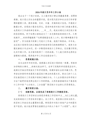 2024年统计员半年工作小结