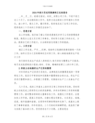 2024年统计员试用期满转正总结报告
