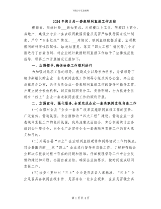 2024年统计局一套表联网直报工作总结