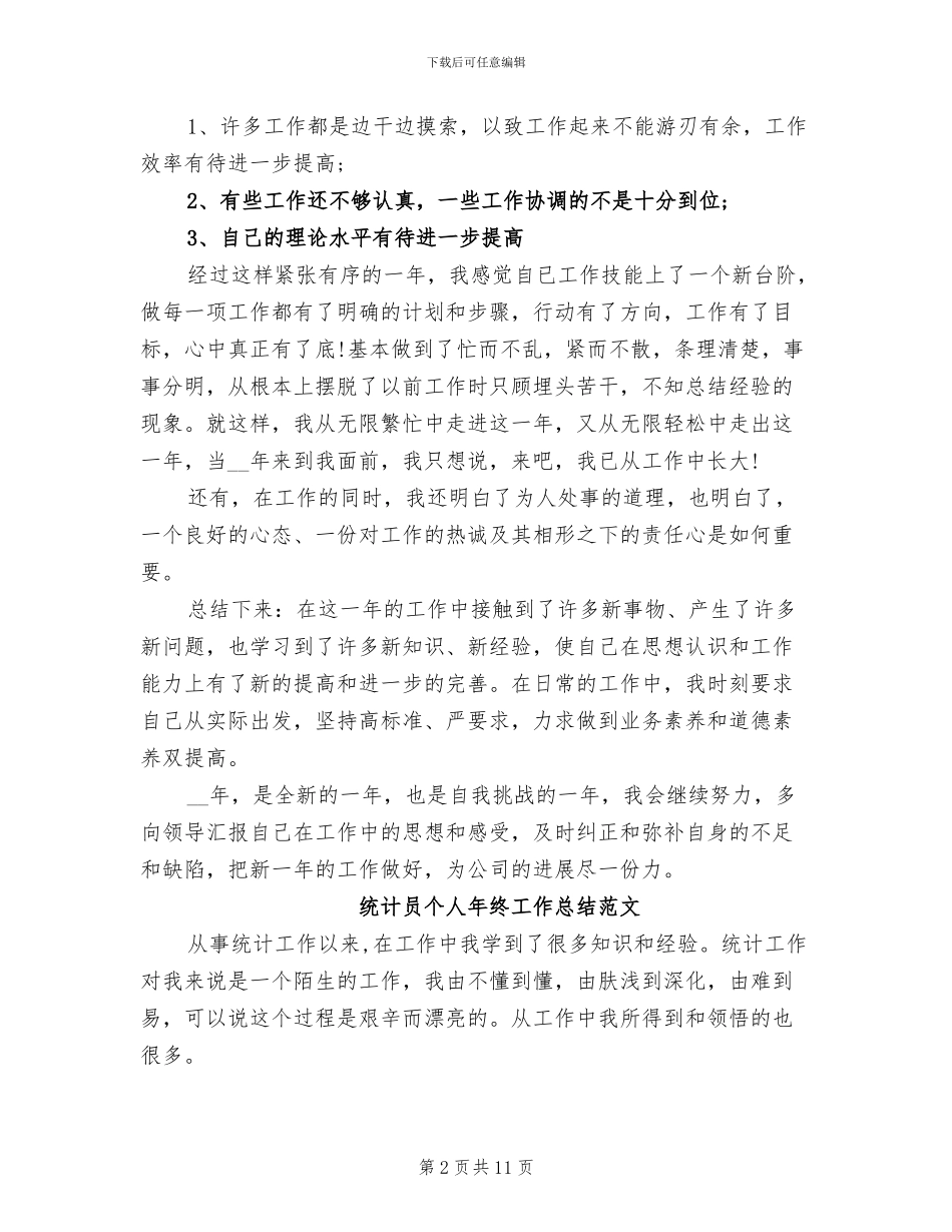 2024年统计员个人工作总结模板_第2页