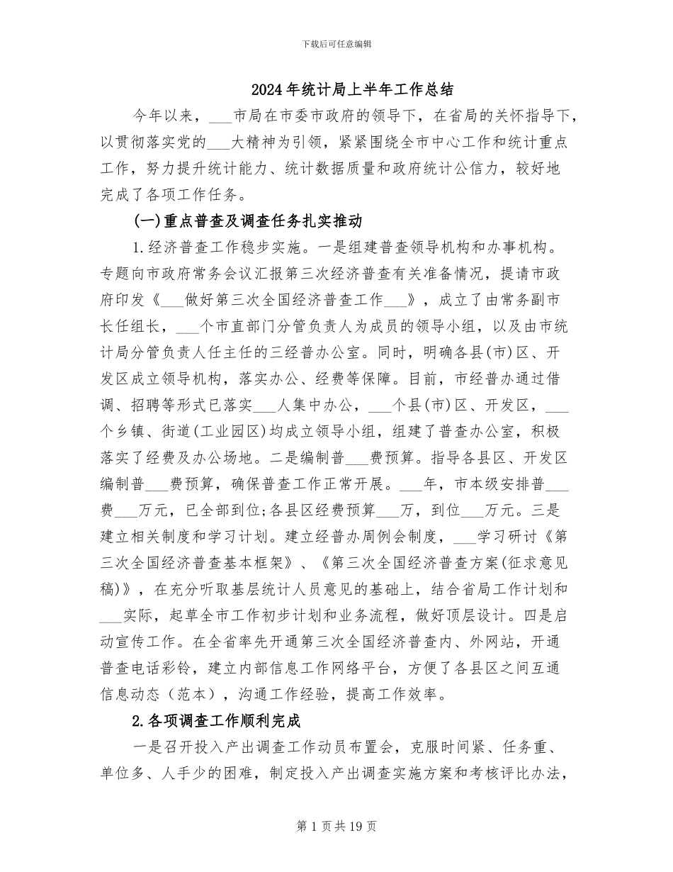 2024年统计局上半年工作总结_第1页
