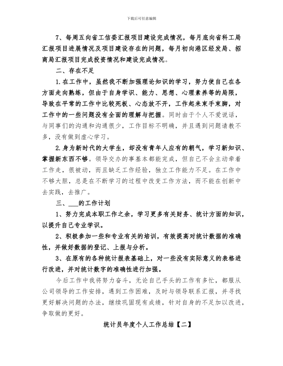 2024年统计员年度个人工作总结_第2页