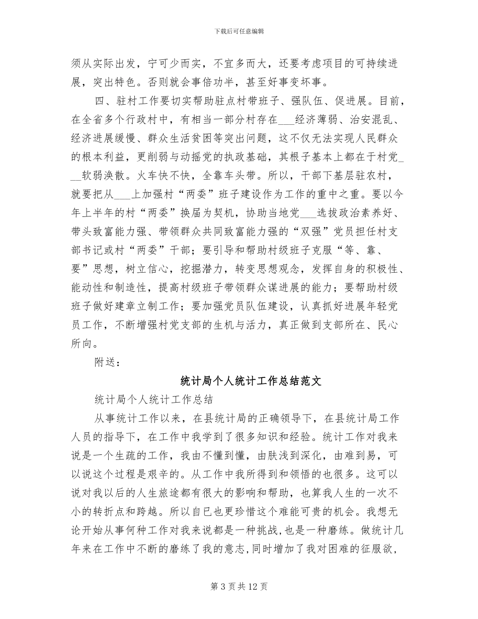 2024年统计局下派驻村干部村建工作总结_第3页