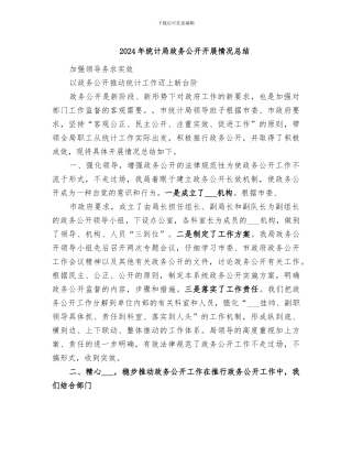 2024年统计局政务公开开展情况总结