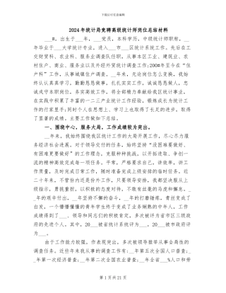 2024年统计局竞聘高级统计师岗位总结材料