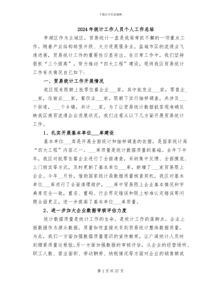 2024年统计工作人员个人工作总结