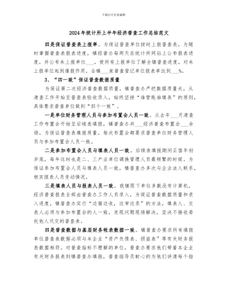2024年统计所上半年经济普查工作总结范文