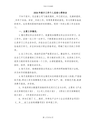 2024年统计工作个人总结心得体会