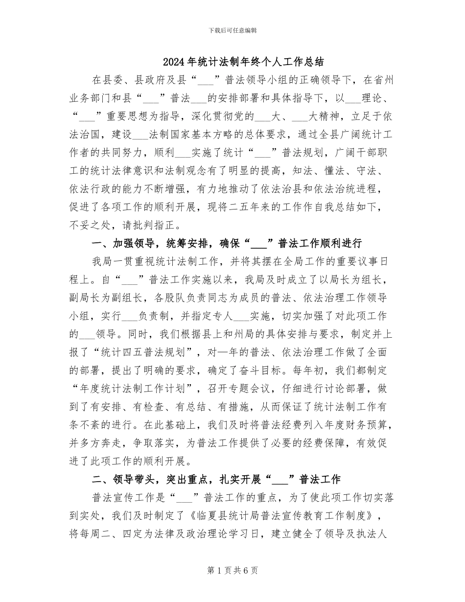 2024年统计法制年终个人工作总结_第1页
