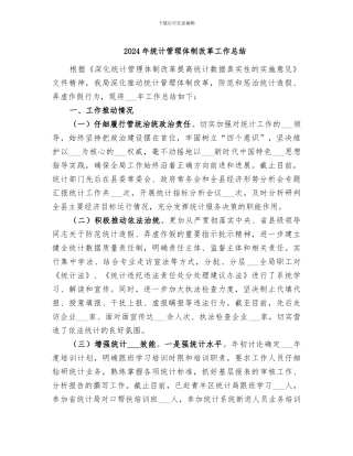 2024年统计管理体制改革工作总结