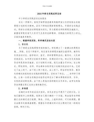 2024年综合实践成果总结