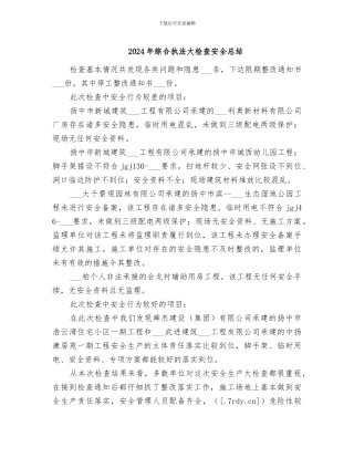 2024年综合执法大检查安全总结