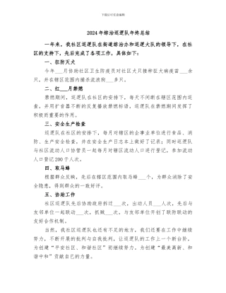 2024年综治巡逻队年终总结