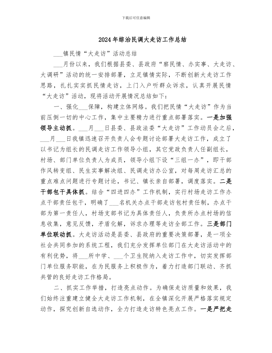 2024年综治民调大走访工作总结_第1页