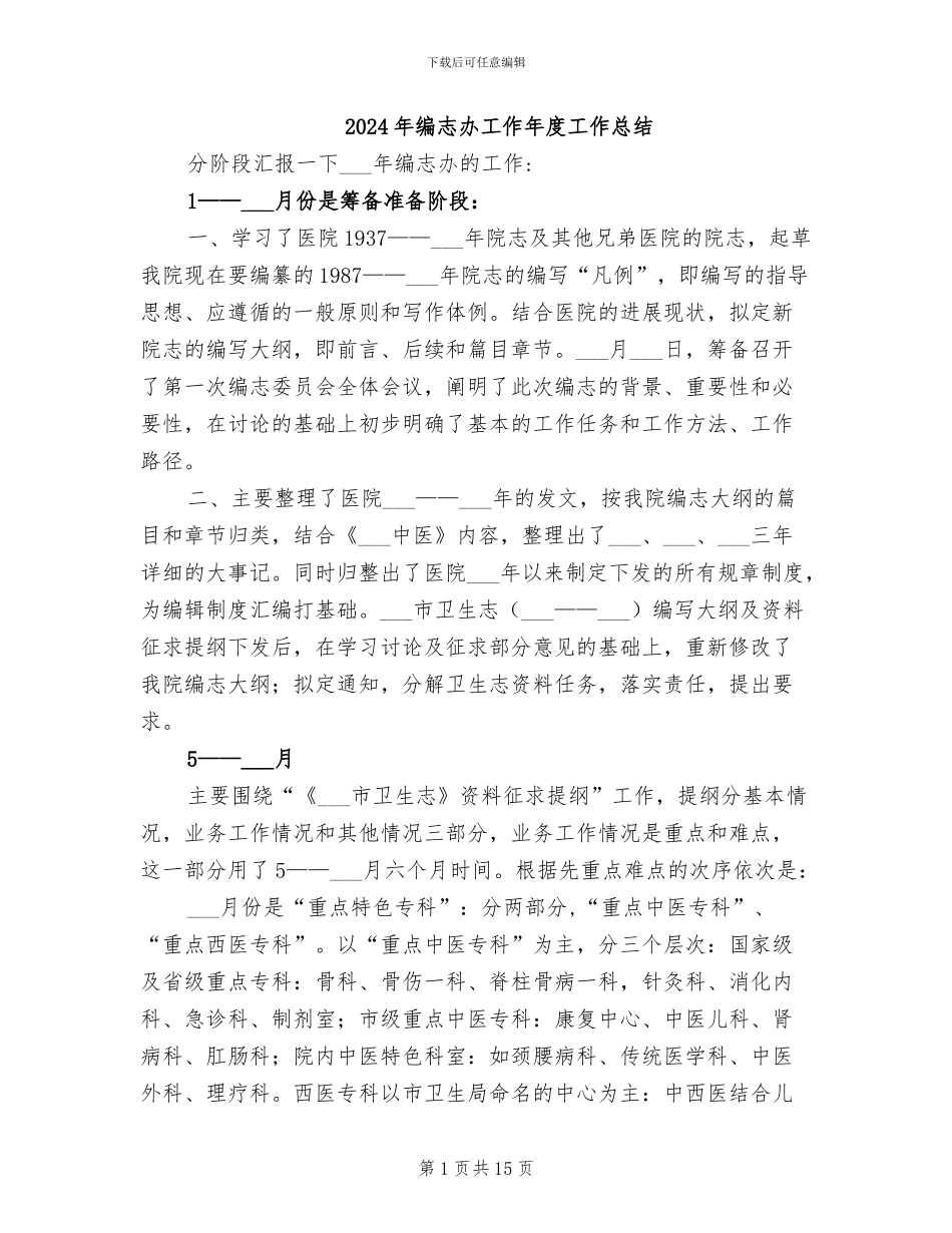 2024年编志办工作年度工作总结_第1页