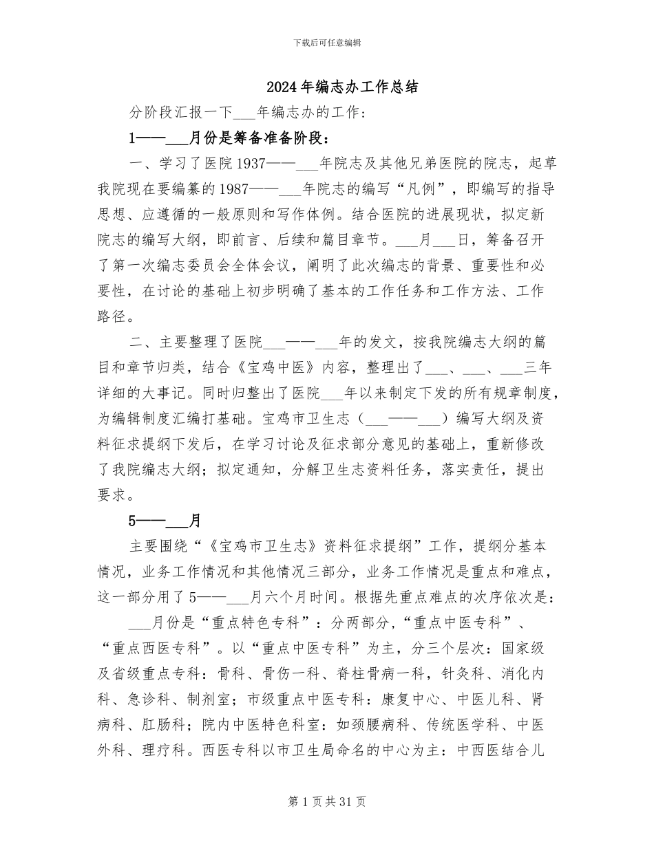 2024年编志办工作总结_第1页