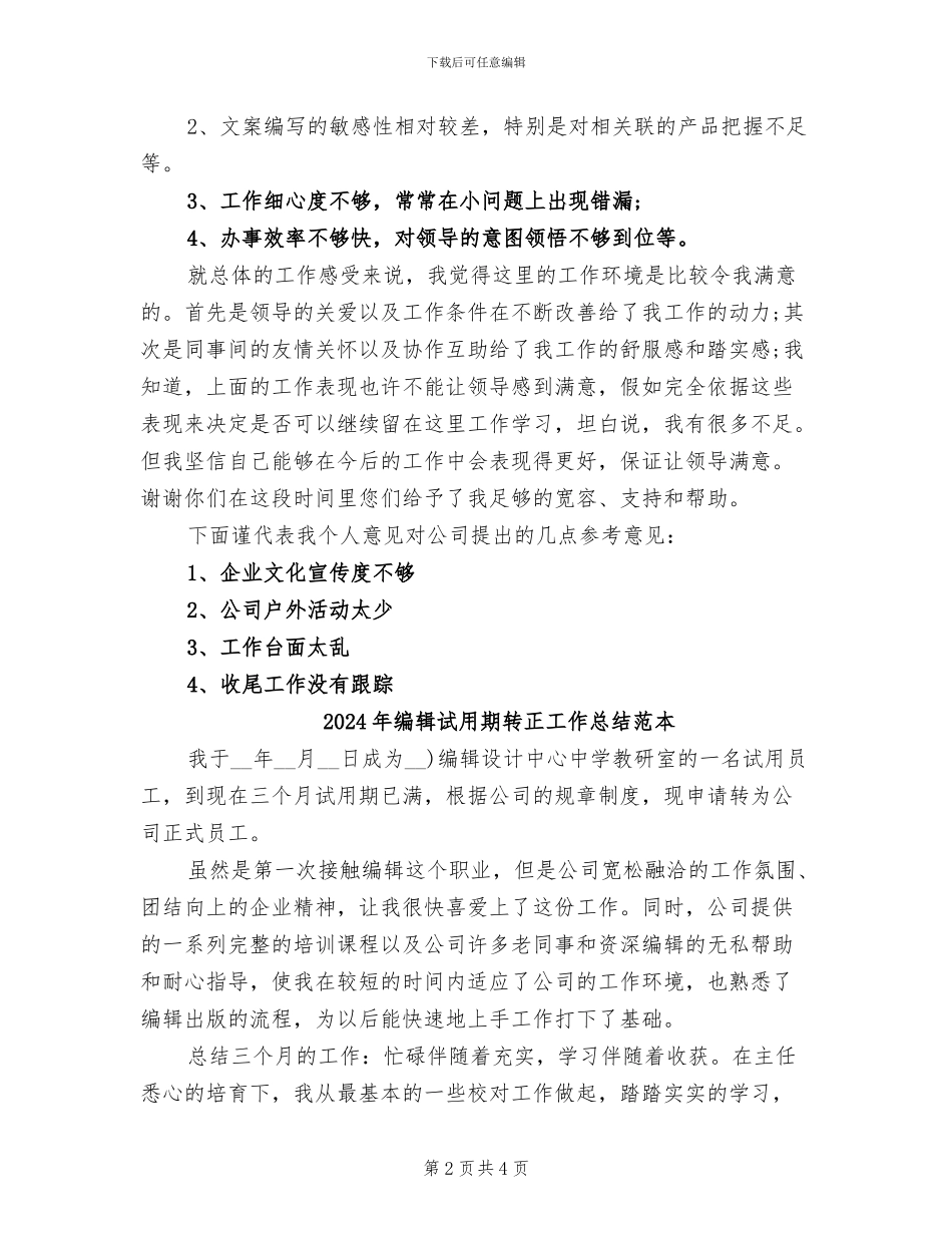 2024年编辑试用期转正工作总结范文_第2页