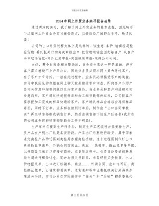 2024年网上外贸业务实习报告总结
