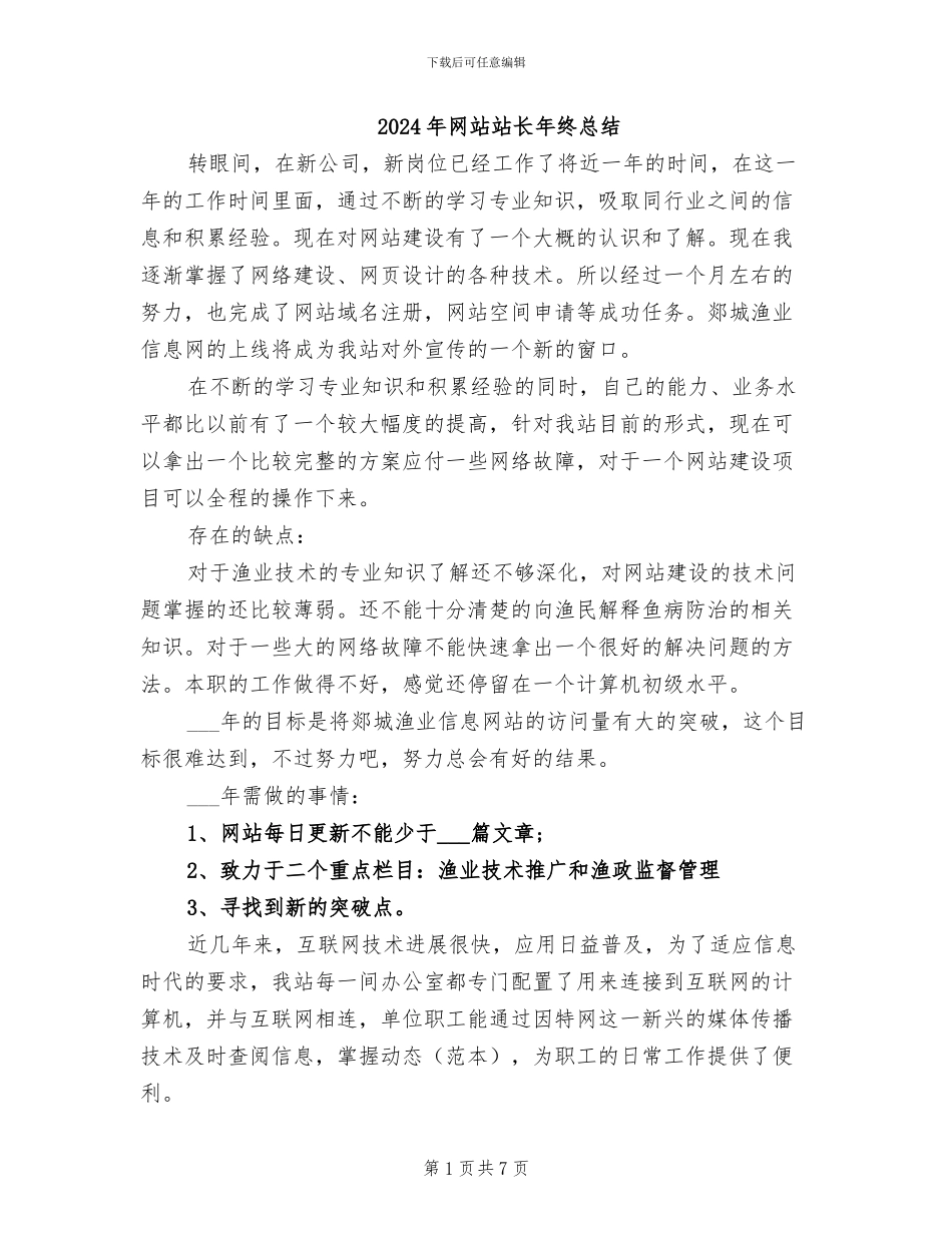 2024年网站站长年终总结_第1页