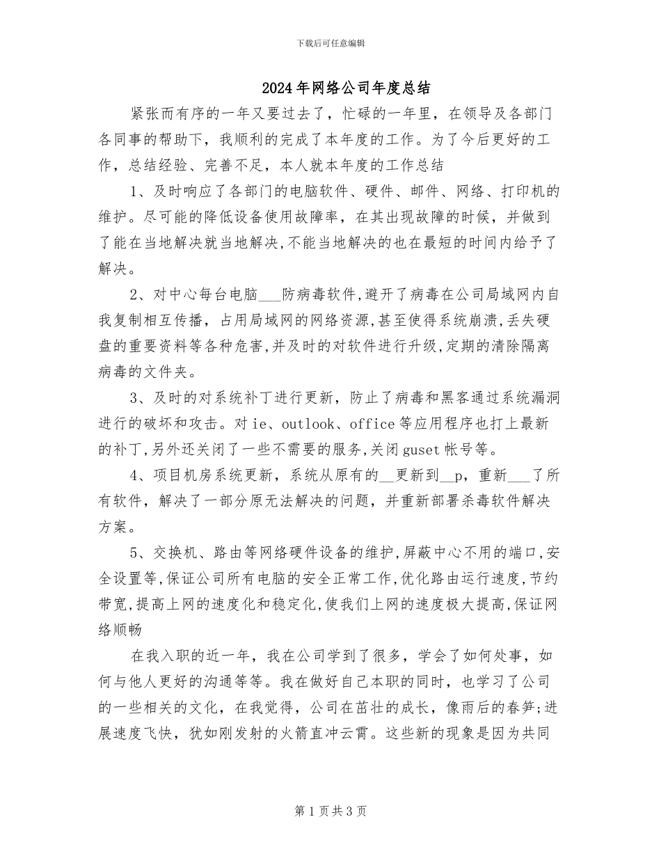 2024年网络公司年度总结_第1页