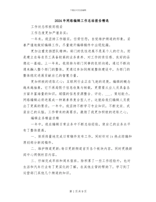 2024年网络编辑工作总结报告精选