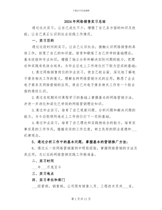 2024年网络销售实习总结