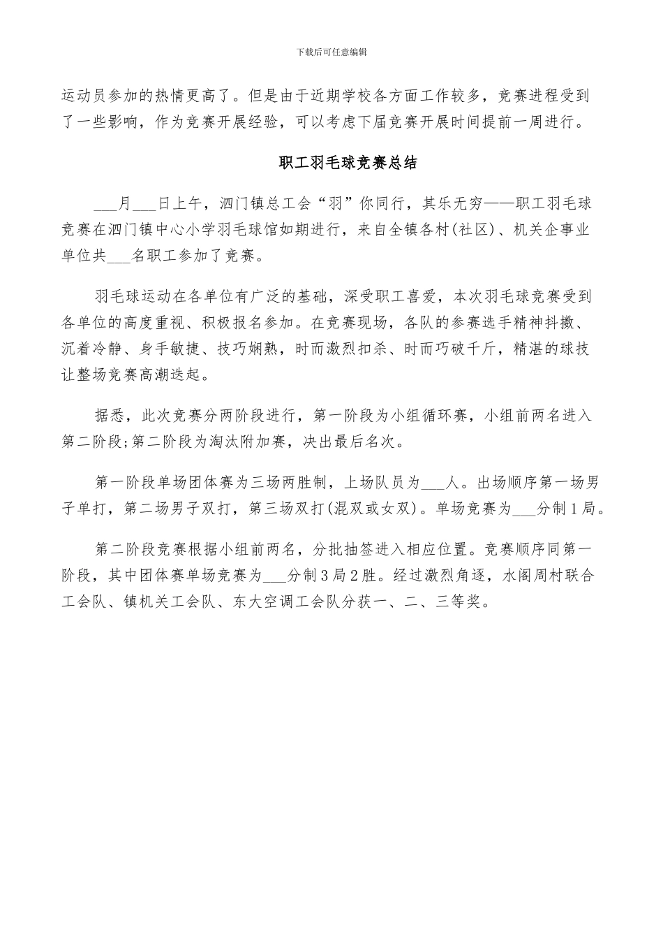 2024年职工羽毛球比赛总结_第3页