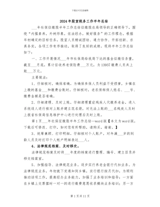 2024年股室税务工作半年总结