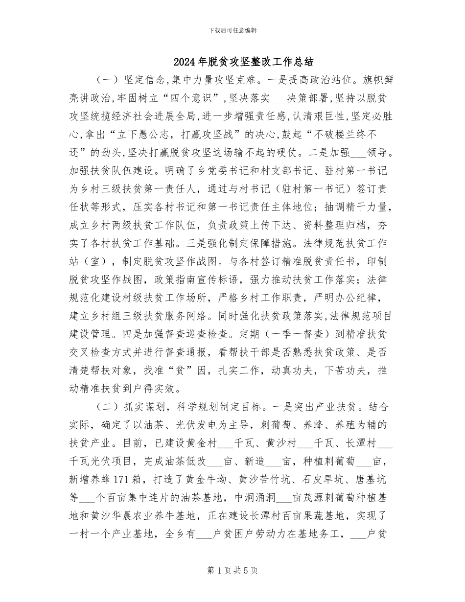 2024年脱贫攻坚整改工作总结_第1页