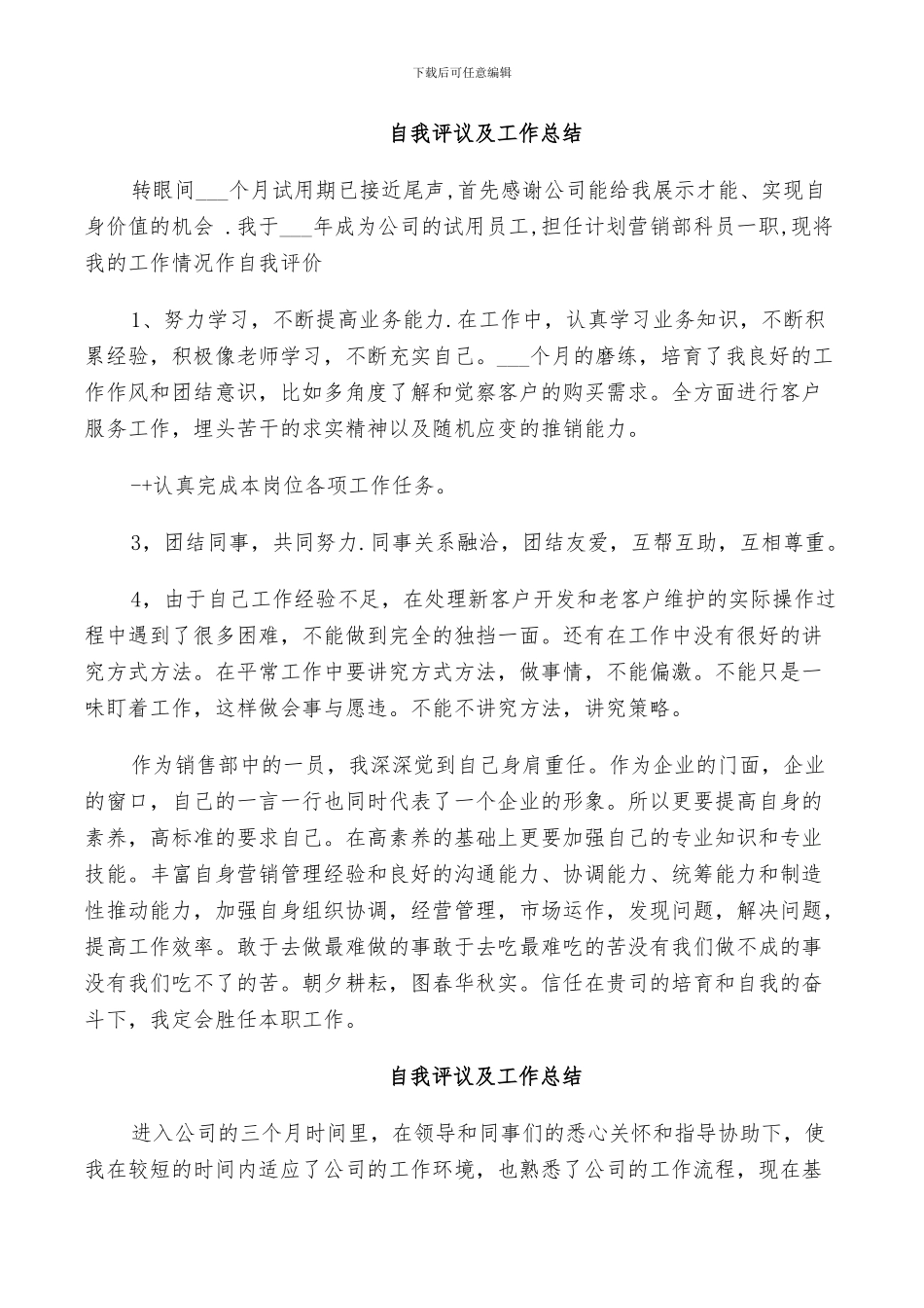 2024年自我评议及工作总结_第2页