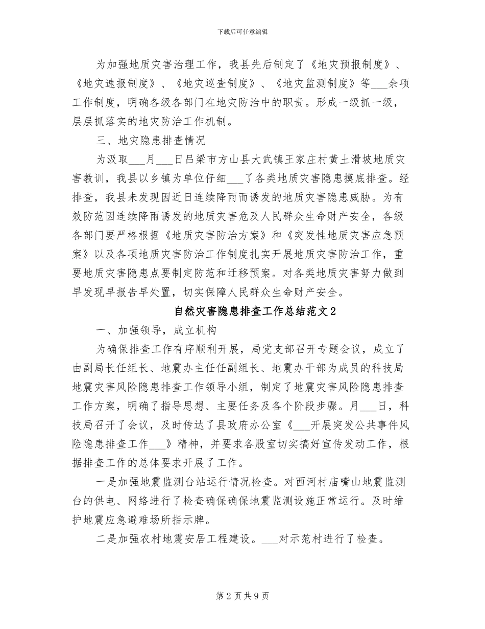 2024年自然灾害隐患排查工作总结_第2页