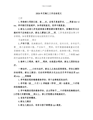 2024年艾梅乙工作总结范文