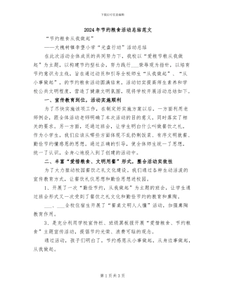 2024年节约粮食活动总结范文