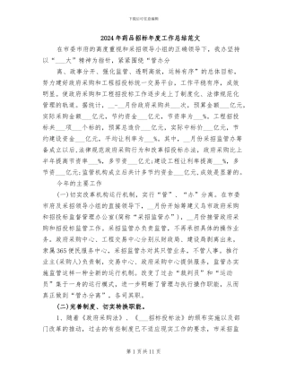 2024年药品招标年度工作总结范文