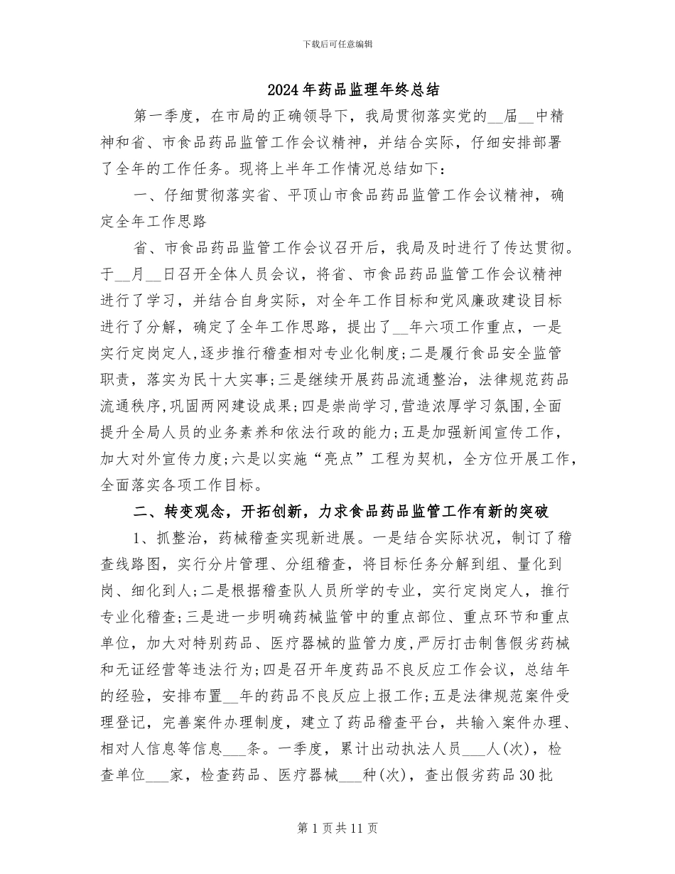 2024年药品监理年终总结_第1页