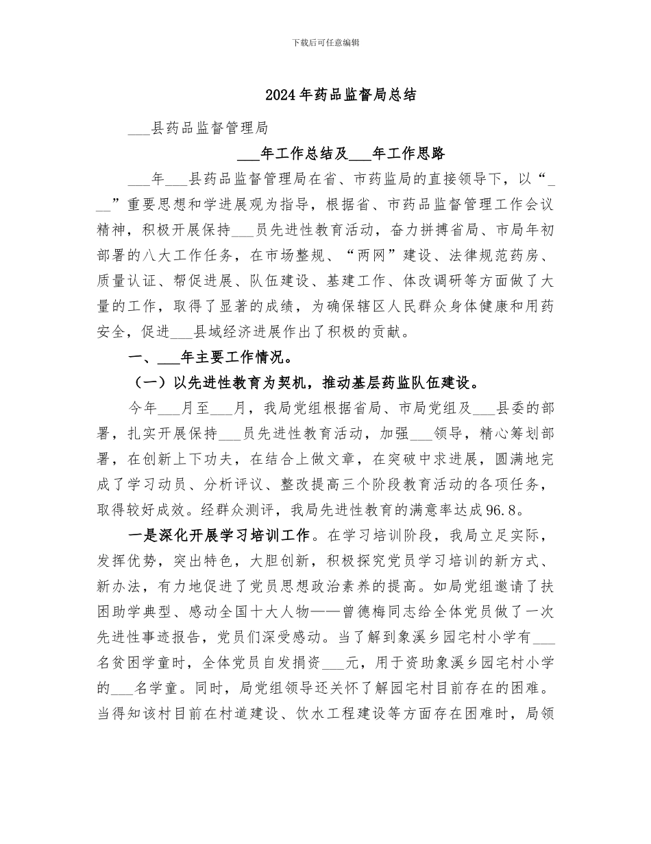 2024年药品监督局总结_第1页