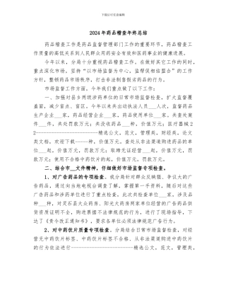 2024年药品稽查年终总结