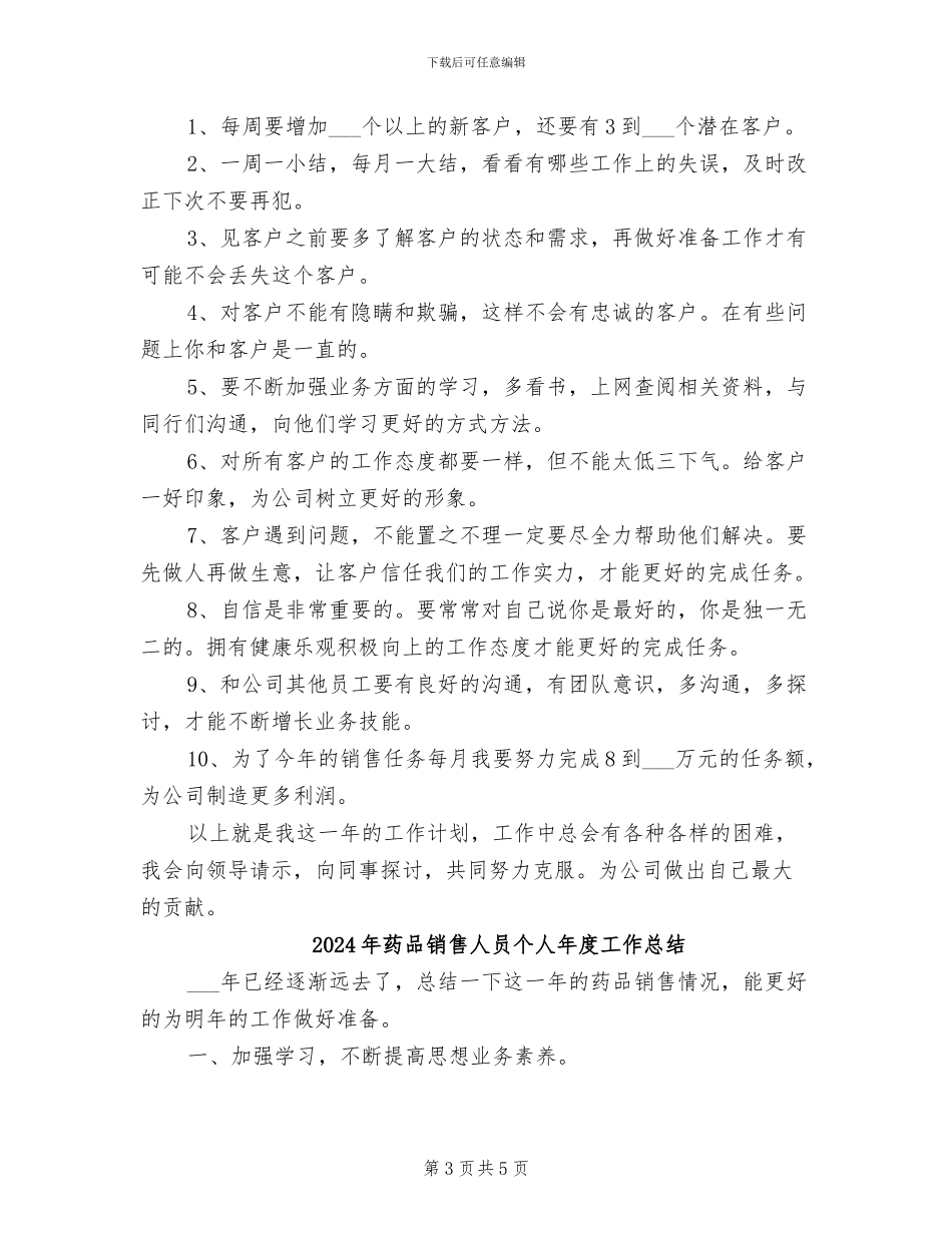 2024年药品销售人员个人工作总结_第3页