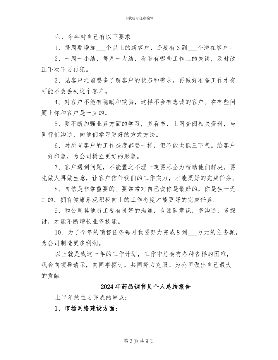 2024年药品销售员个人年终工作总结_第3页