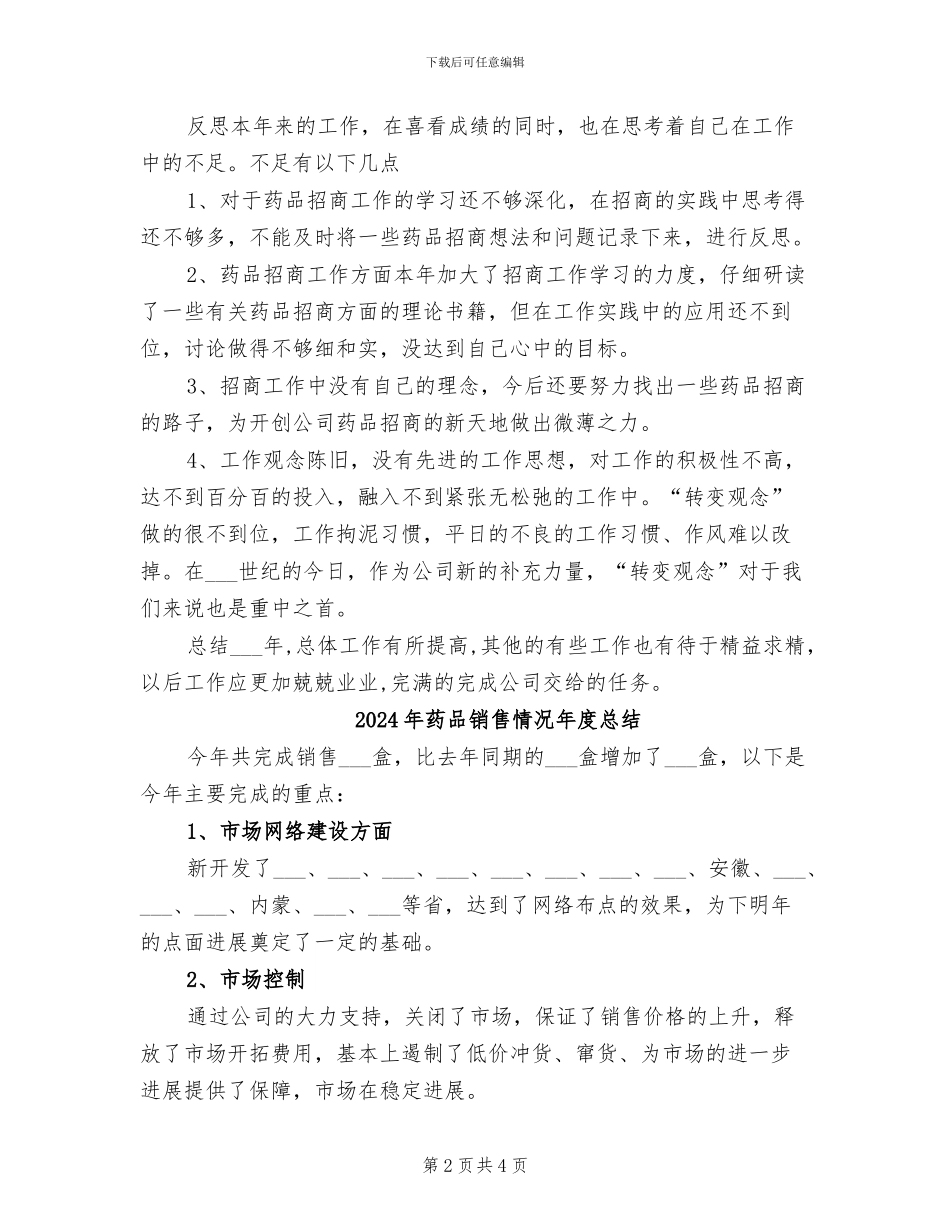 2024年药品销售年终总结范文_第2页